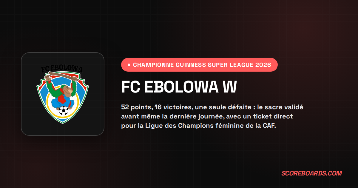 FC Ebolowa W, championne de Guinness Super League 2026 : l'impact d'un titre qui dépasse le terrain
